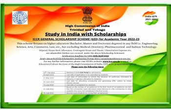 ICCR General Scholarship Scheme (GSS) for Academic Year 2022-23.
